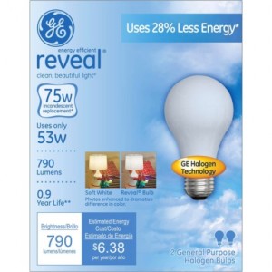 GE Reveal 53-Watt Halogen Bulb 2-pk..Opens in a new window